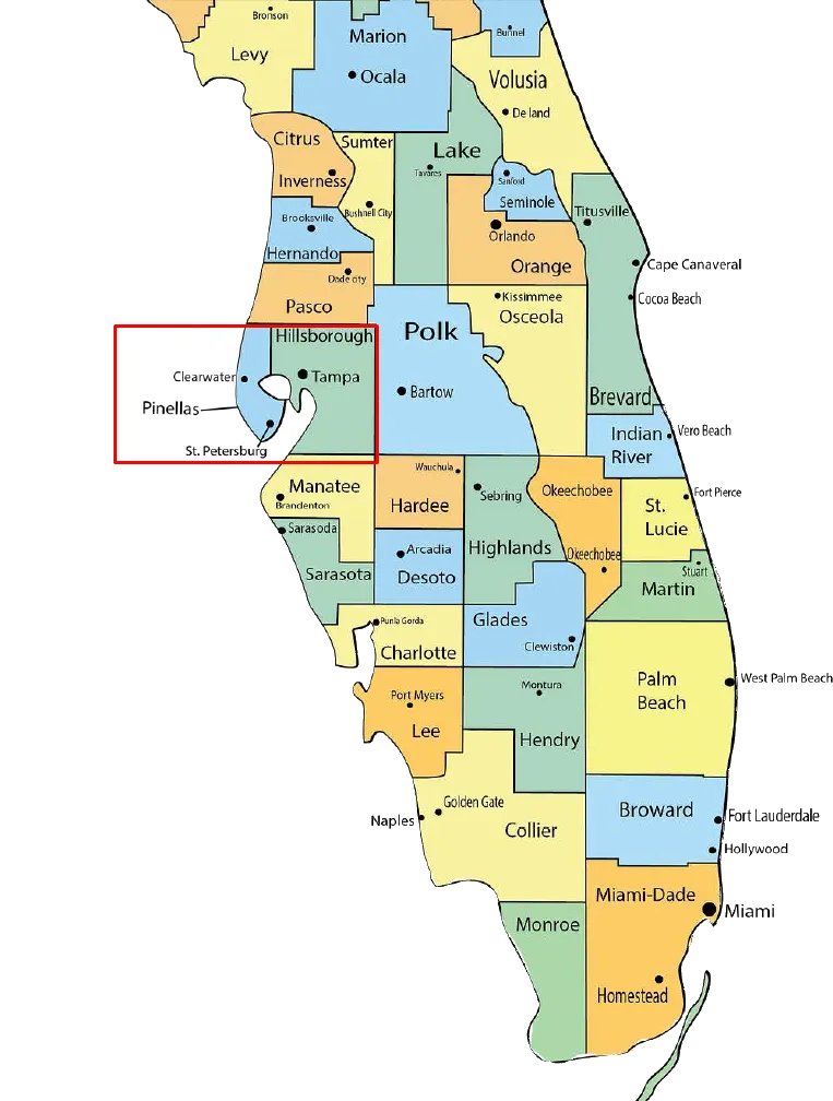 Map of Florida by county